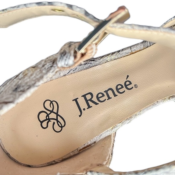 J.Renee Textured Gold Foil Detailed Heels w Crystal Adorned Buckle - Picture 10 of 10